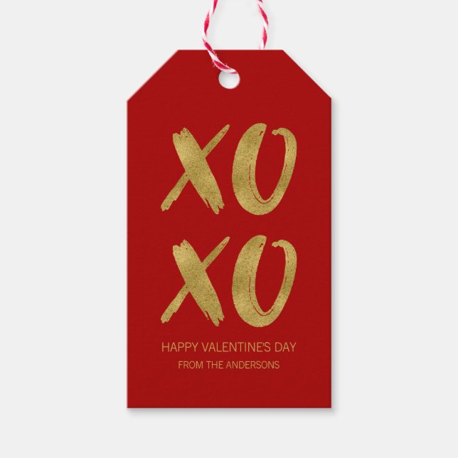 Pinselgoldfolie XOXO Valentine Geschenketiketten Geschenkanhänger (Vorderseite)