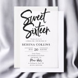 Pinselkalligraphie süß 16<br><div class="desc">Feiern Sie diesen unvergesslichen Meilenstein mit einer wunderschön gestalteten Sweet 16 Einladung, die moderne Eleganz mit zeitlosem Charme verbindet. Die Überschrift 16 . Geburtstag ist kunstvoll in moderner Pinselkalligraphie geschrieben und fügt eine spielerische und stilvolle Touch hinzu, während die Erholung des Textes Set in einem raffinierten Serif-Schriftart für ein sauberes...</div>