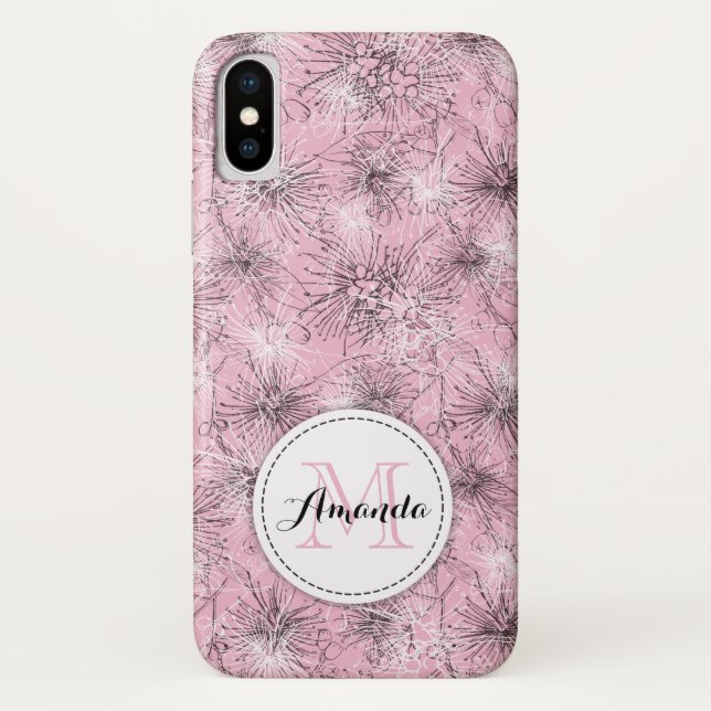 Pinselkirsche lilly floral pink iPhone Case (Rückseite)