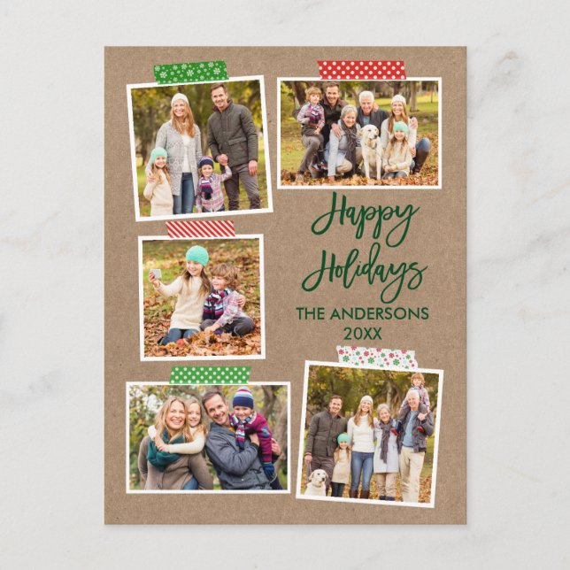 Pinselkriptorbänder Merry Christmas Kraft Postkarte (Vorderseite)