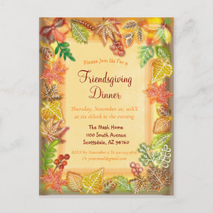 Pinselkunst des Herbstlaubs für das Thanksgiving-F Postkarte