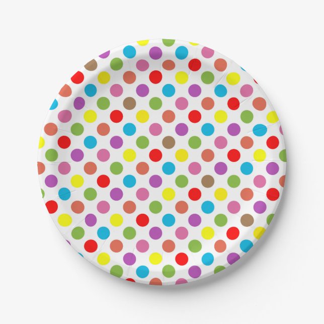 Pinselmuster aus Regenbogen Pappteller (Vorderseite)