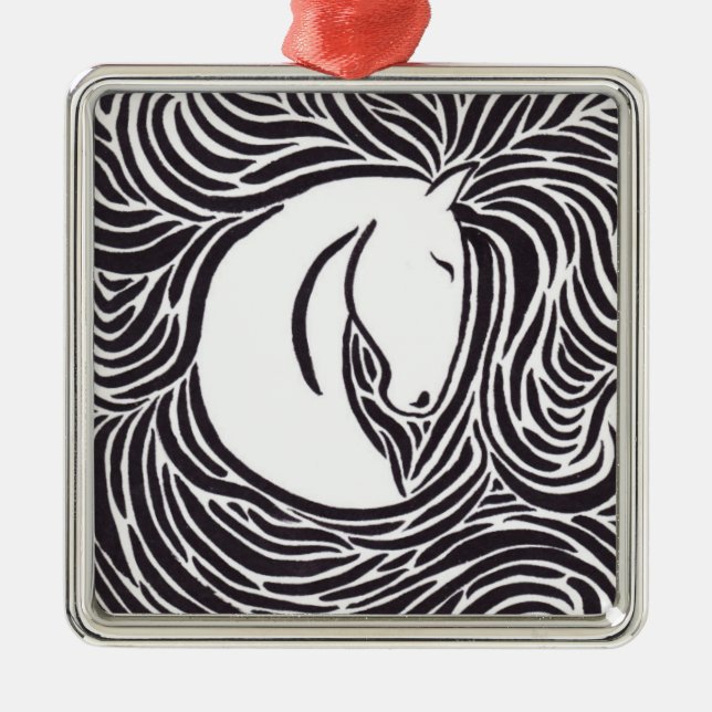 Pinselpferd Ornament Aus Metall (Vorne)