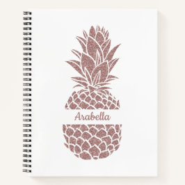 Pinselpinke Glitzer Ananas Muster Notizbuch