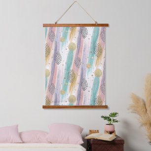 Pinselpinselstrich und geometrische Abstrakte Form Wandteppich Mit Holzrahmen