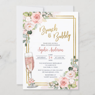 Pinselrosa geometrischer Brunch und Bubbly Einladung