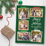 Pinselschrift Happy Holidays Craft Tape Grün Postkarte<br><div class="desc">Moderne Brush Script Happy Holidays 5 Foto Collage mit Craft Tape Holiday Postcard. Grüner Hintergrund des Waldes.</div>