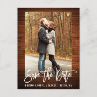 Pinselschrift Rustikales Holz-Foto Save the Date