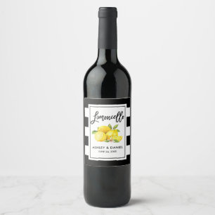 Pinselschrift Striped Limoncellon Lemons Labels Weinetikett
