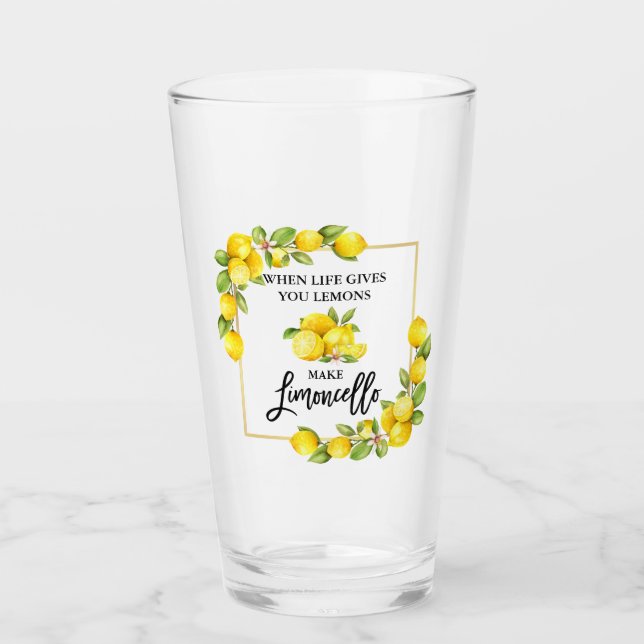 Pinselschrift Wasserfarbe Limoncello Glas (Vorderseite)