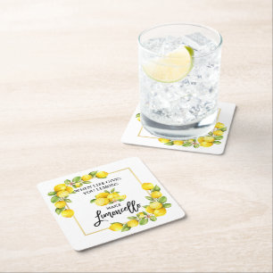 Pinselschrift Wasserfarbe Limoncello Rechteckiger Pappuntersetzer