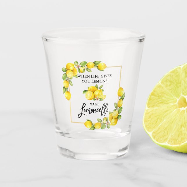 Pinselschrift Wasserfarbe Limoncello Schnapsglas (Vorderseite)