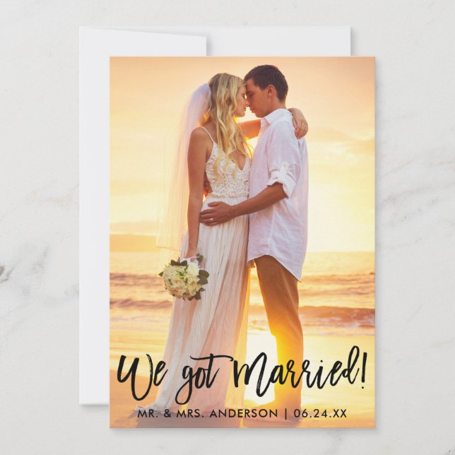 Pinselschrift Wir Got Verheiratete Feier Einladung (Vorderseite)