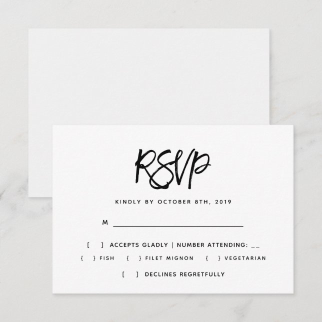 Pinselskripttypografie Wedding RSVP Einladung (Vorne/Hinten)