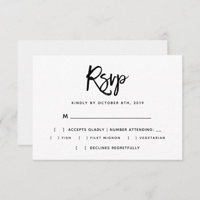 Pinselskripttypografie Wedding RSVP Einladung (Vorne/Hinten)