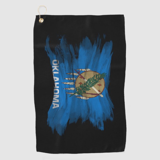 Pinselstrich auf der Staatsflagge Oklahoma, Oklaho Golfhandtuch (Vorderseite)