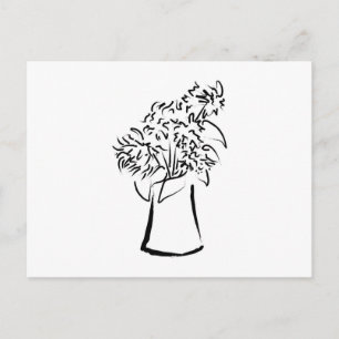 Pinselstrich-Blume in Vase Postkarte
