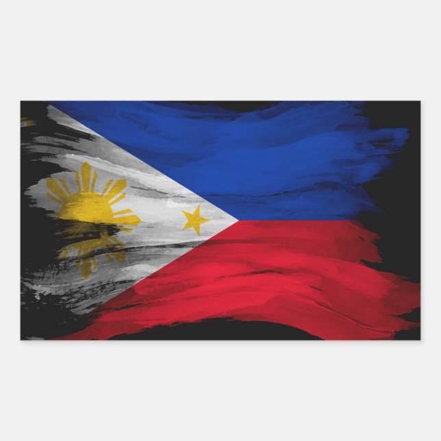 Pinselstrich der Philippinen, Nationalflagge Rechteckiger Aufkleber (Vorderseite)