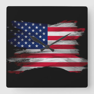 Pinselstrich der Staaten, nationale Flagge Quadratische Wanduhr