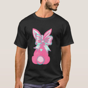 Pinselstrich-Häschen-Ostern-Coquette-Schleife Rosa T-Shirt