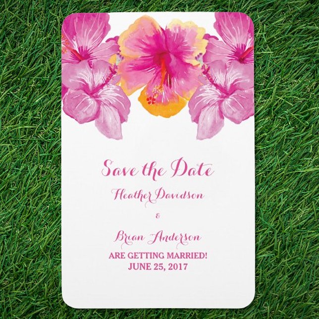 Pinselstrich Hibiskus Floral Save the Date Flexi M Magnet (Brushed Hibiscus Floral Save the Date Magnet)