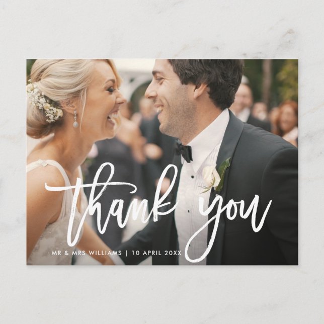 Pinselstrich | Hochzeit danke Ihnen Fotokarte Postkarte (Vorderseite)