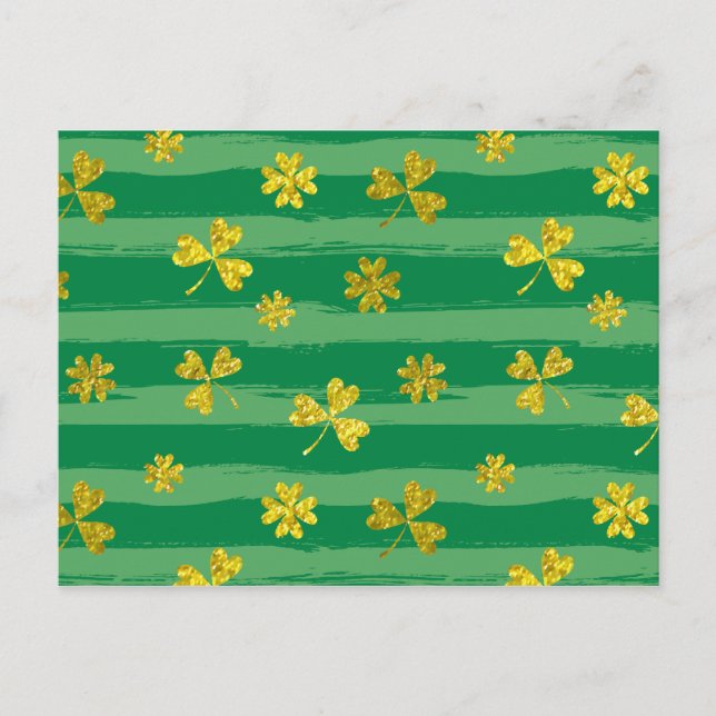 Pinselstrich Lucky-Muster mit goldenen Klemmen Postkarte (Vorderseite)