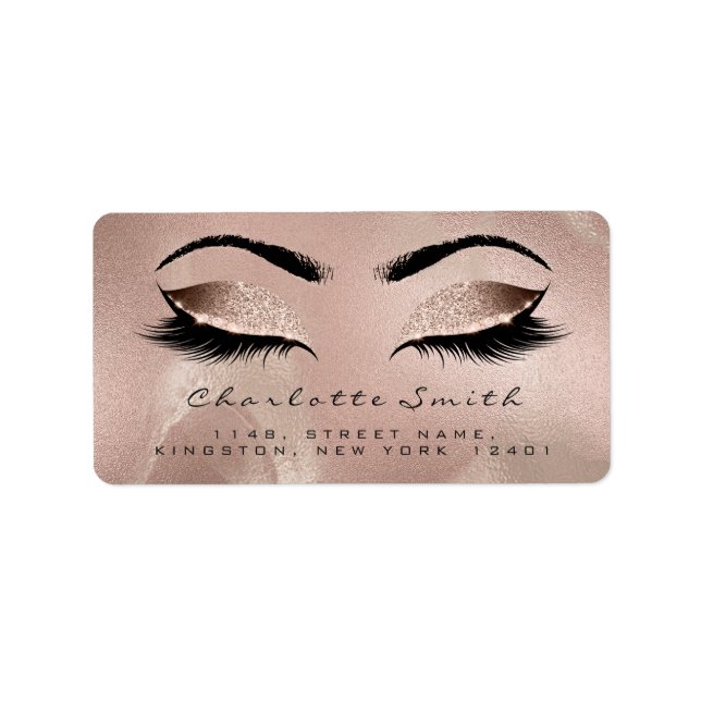Pinselstrich Makeup Lashes Seidenrücken Rückgabean Adressaufkleber (Vorne)