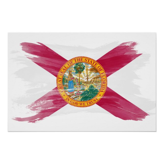 Pinselstrich mit Florida-Staatsflagge, Florida-Fla Poster (Vorderseite)