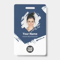 Pinselstrich-Mitarbeiterfoto, Barcode, Logo, Name