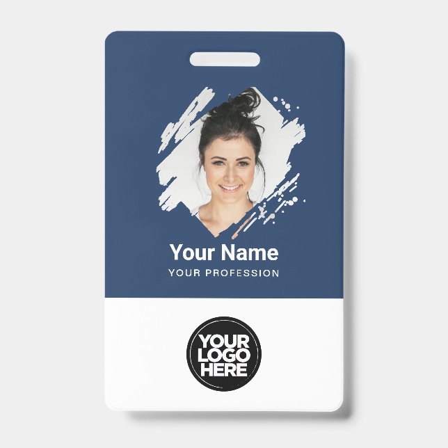 Pinselstrich-Mitarbeiterfoto, Barcode, Logo, Name Ausweis (Vorderseite)