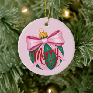 Pinselstrich-Schmuck Preppy Weihnachten Coquette W Keramik Ornament