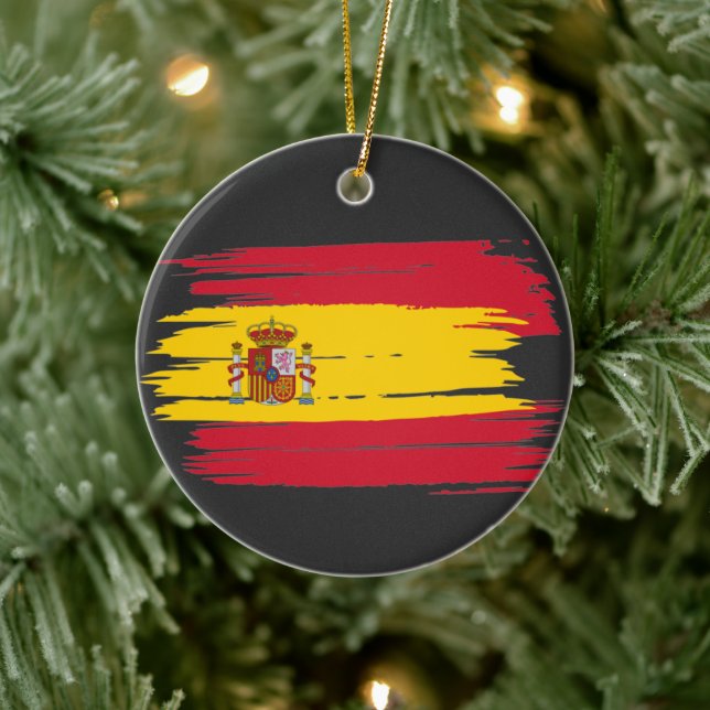Pinselstrich Spanien Fahne Keramik Ornament (Baum)