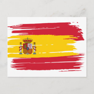 Pinselstrich Spanien Fahne Postkarte
