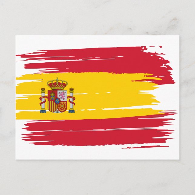 Pinselstrich Spanien Fahne Postkarte (Vorderseite)