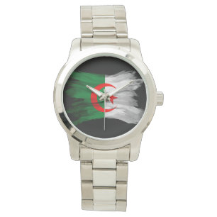 Pinselstrich unter algerischer Flagge, nationale F Armbanduhr