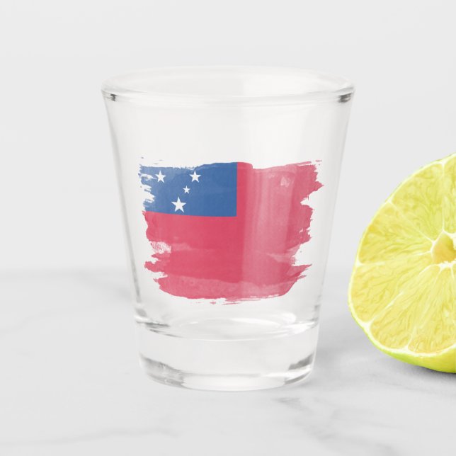 Pinselstrich unter der Flagge von Samoa, nationale Schnapsglas (Vorderseite)