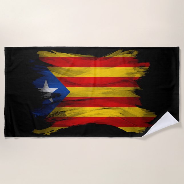 Pinselstrich unter katalanische Flagge Strandtuch (Vorderseite)