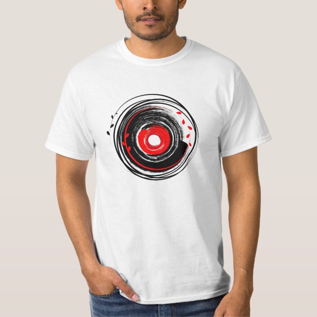 Pinselstrich Vinyl Record Retro Grunge T-Shirt (Vorderseite)