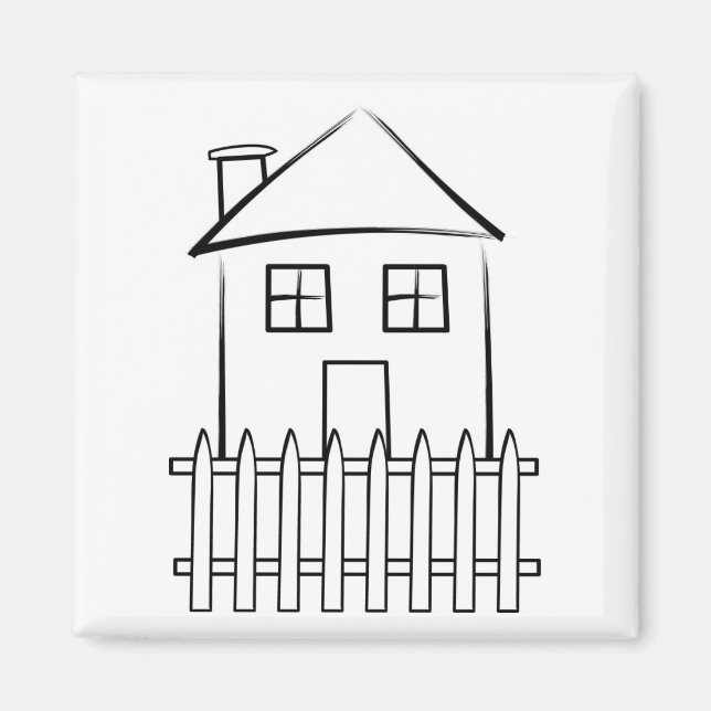 Pinselstrich White Picket Zaun House Magnet (Vorne)