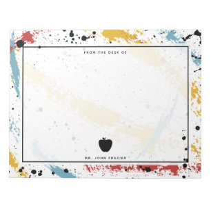 Pinselstriche Abstrakt Art Lehrer Apple Notizblock