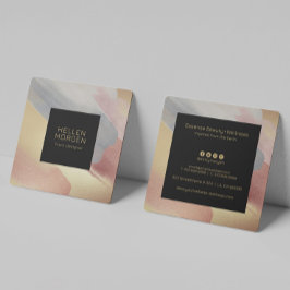 Pinselstriche aus Gold, Grau und Rose-Gold Quadratische Visitenkarte