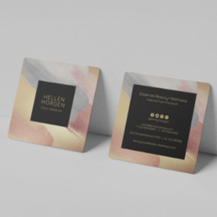 Pinselstriche aus Gold, Grau und Rose-Gold Quadratische Visitenkarte