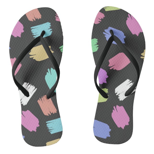 Pinselstriche, farbenfrohe Pinselstriche Flip Flops (Fußbett)