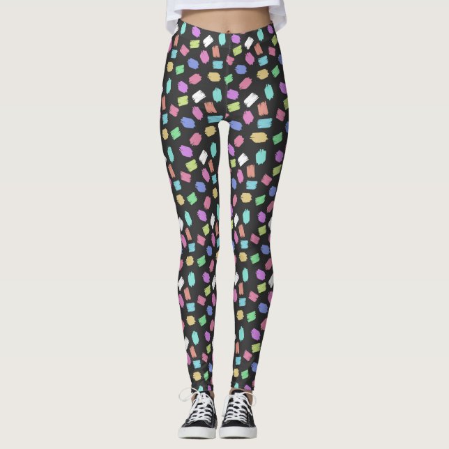 Pinselstriche, farbenfrohe Pinselstriche Leggings (Vorderseite)