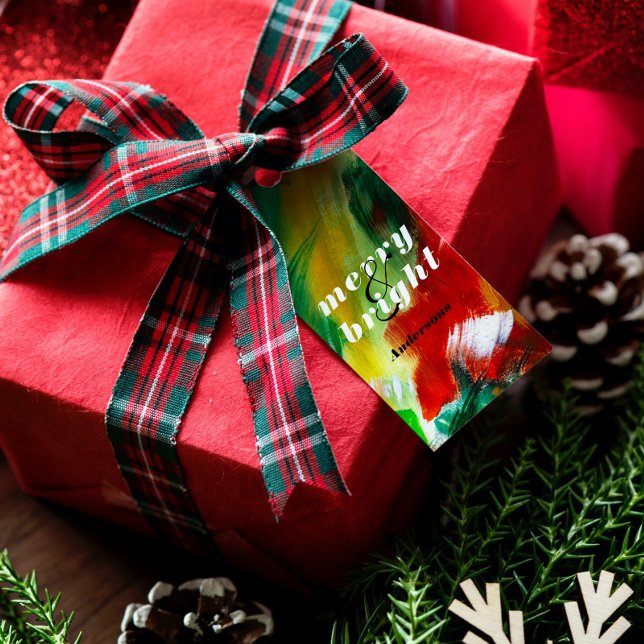 Pinselstriche Festliche Abstrakte Weihnachtsgeschi Geschenkanhänger (Von Creator hochgeladen)