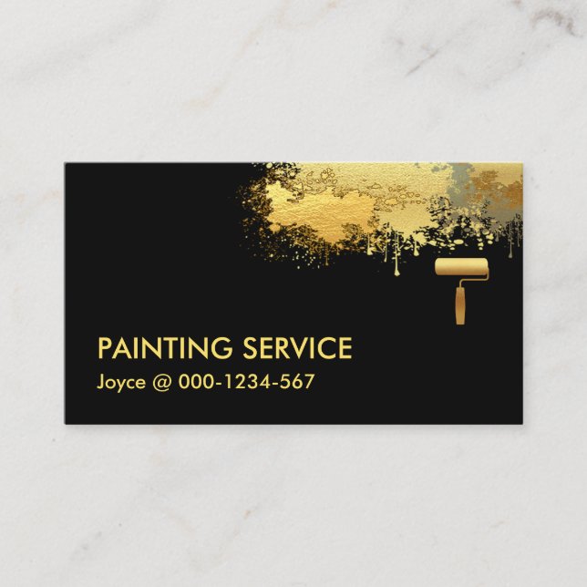 Pinselstriche Gold Paint Spritzer Visitenkarte (Vorderseite)