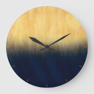 Pinselstriche in Blau und Gelb Pinselstriche Moder Große Wanduhr
