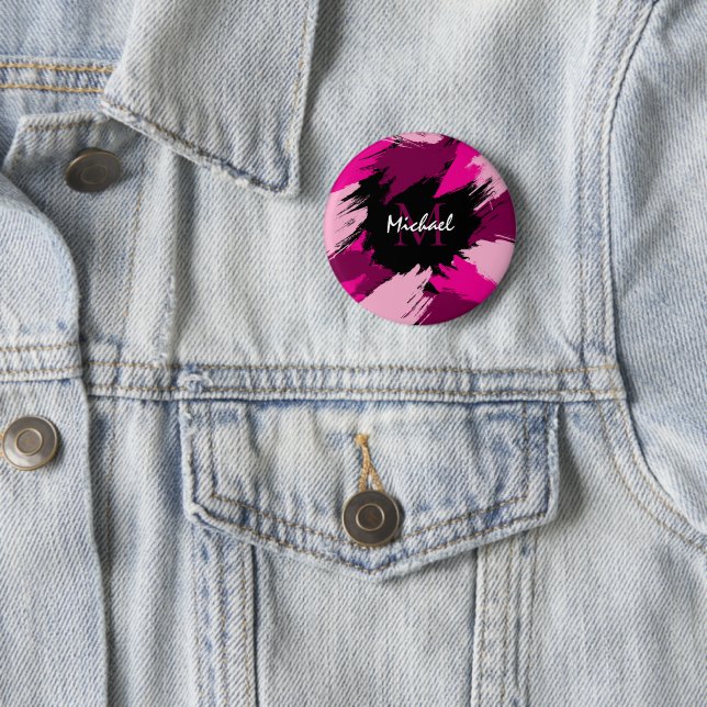 Pinselstriche in heißen rosa Farbtönen mit Monogra Button (Beispiel)