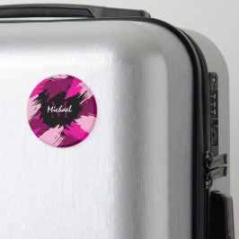 Pinselstriche in heißen rosa Farbtönen mit Monogra Magnet